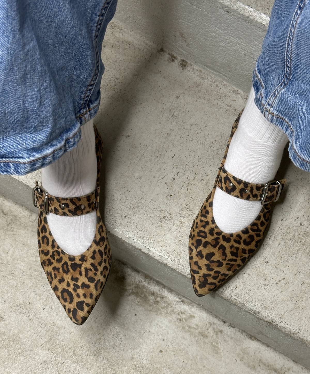 JULES S - Leopard ruskind - Ballerina med rem