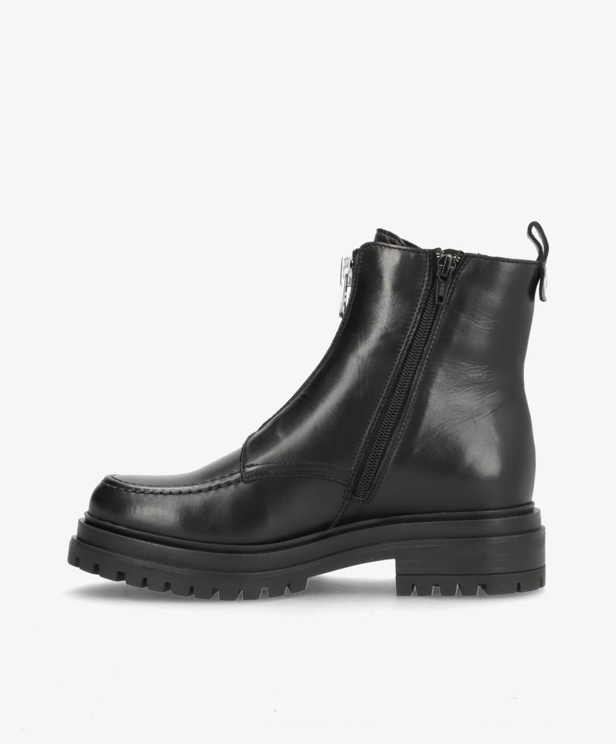 ASPEN ZIP - Sort læder - Støvle med lynlås Dame