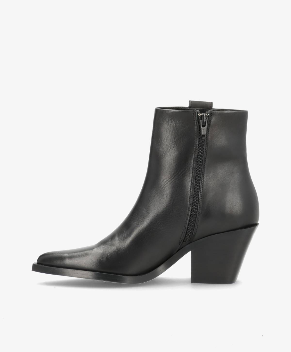 LIA - Dame Ankelstøvle med hæl - Sort læder