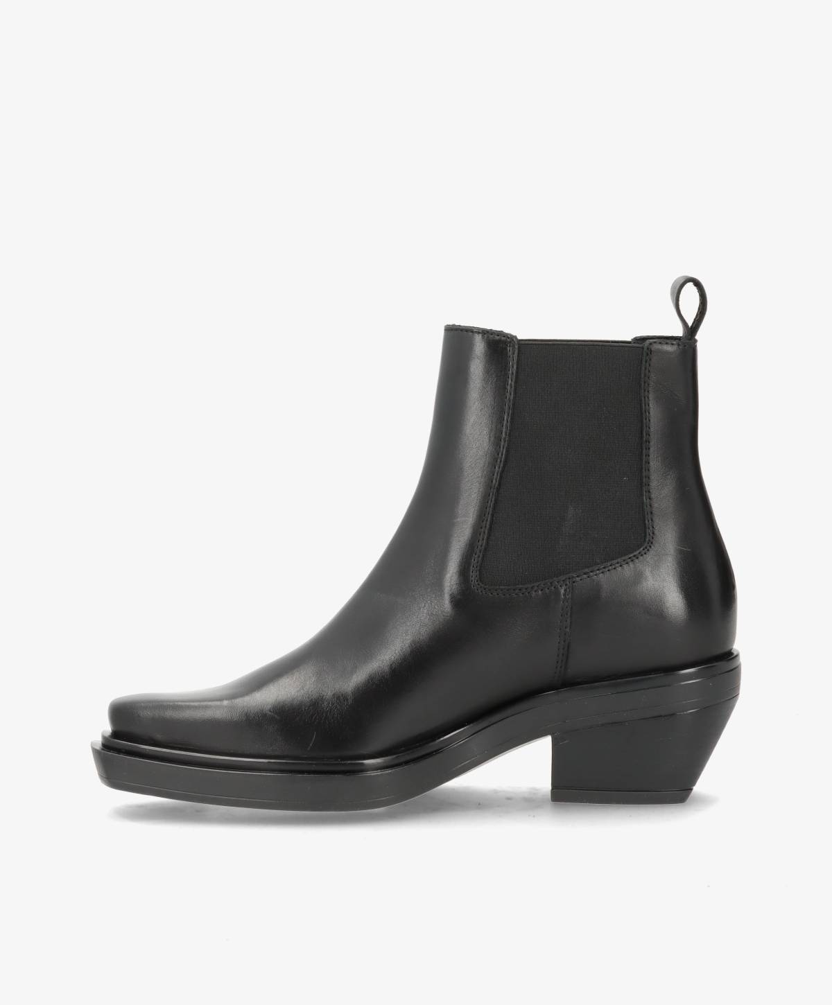 CONESS - Dame Støvle med hæl - Sort læder