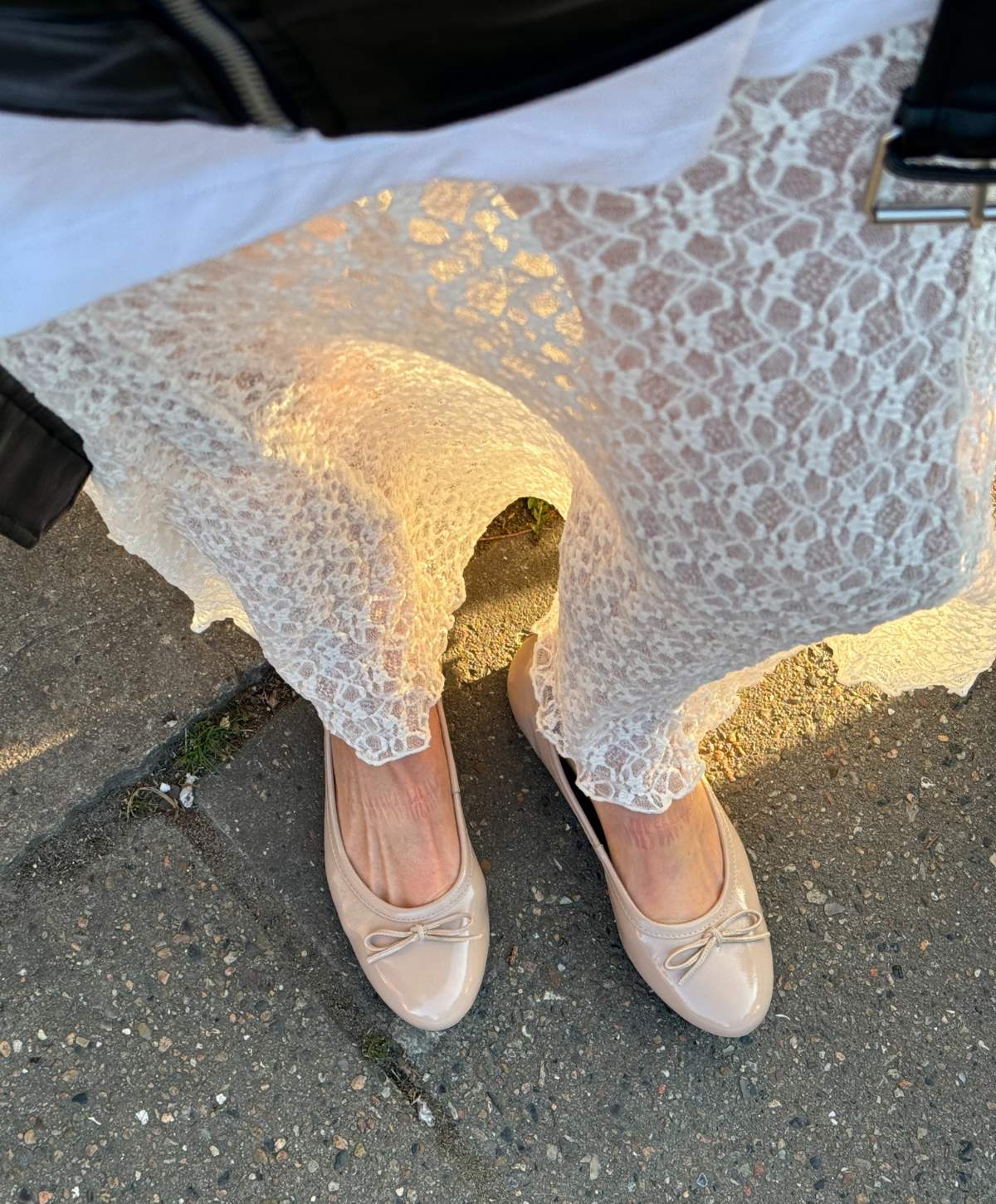 BISQUE - Ballerina - Beige lak læder