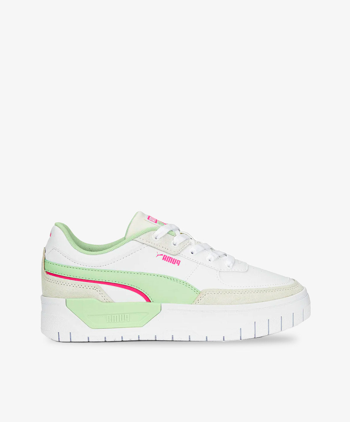 PUMA sneakers i hvid grundfarve med flerfarvede detaljer og hævet bund.