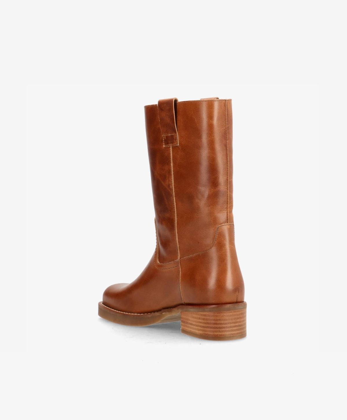 CAMERON - Dame Støvle med hæl - Cognac læder