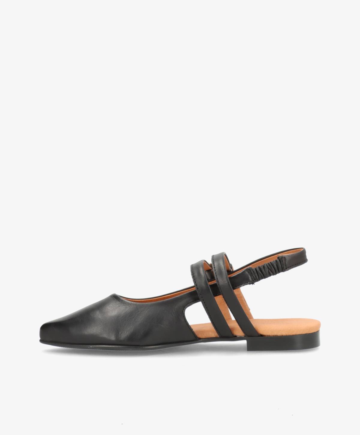 JANIS - Sort læder - Slingback