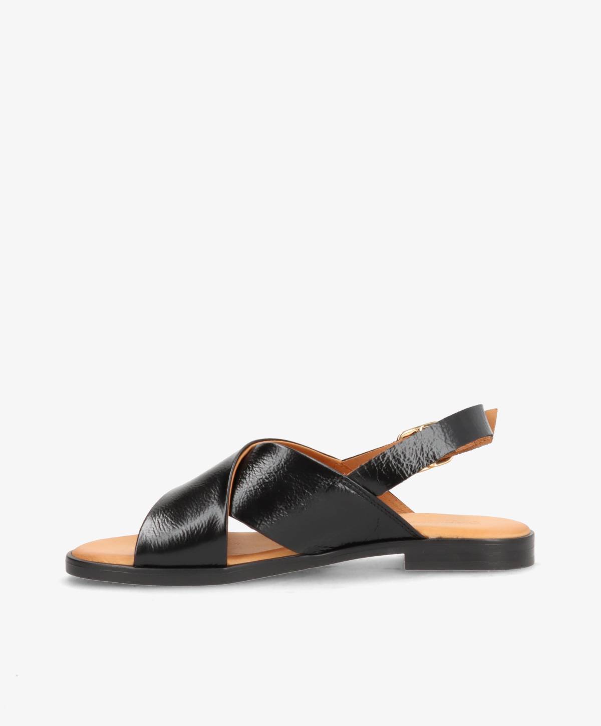 NICOLA P - Sort lak læder - Flade sandaler