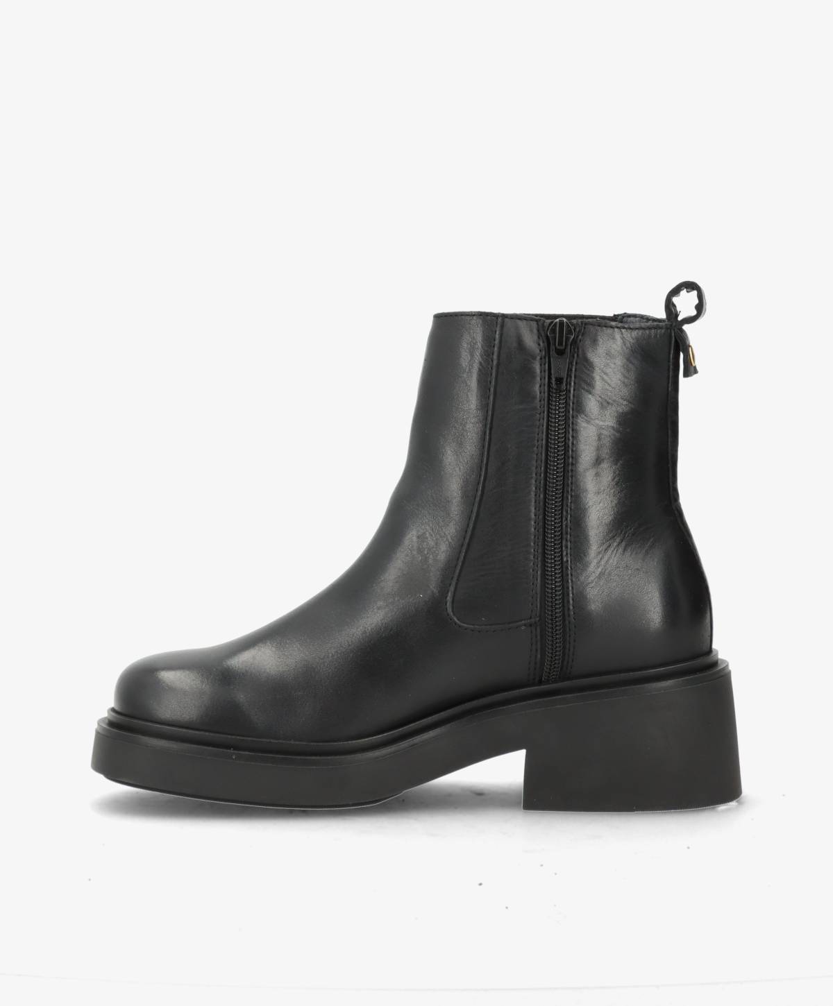 SADDLE - Sort læder - Chelsea støvler Dame