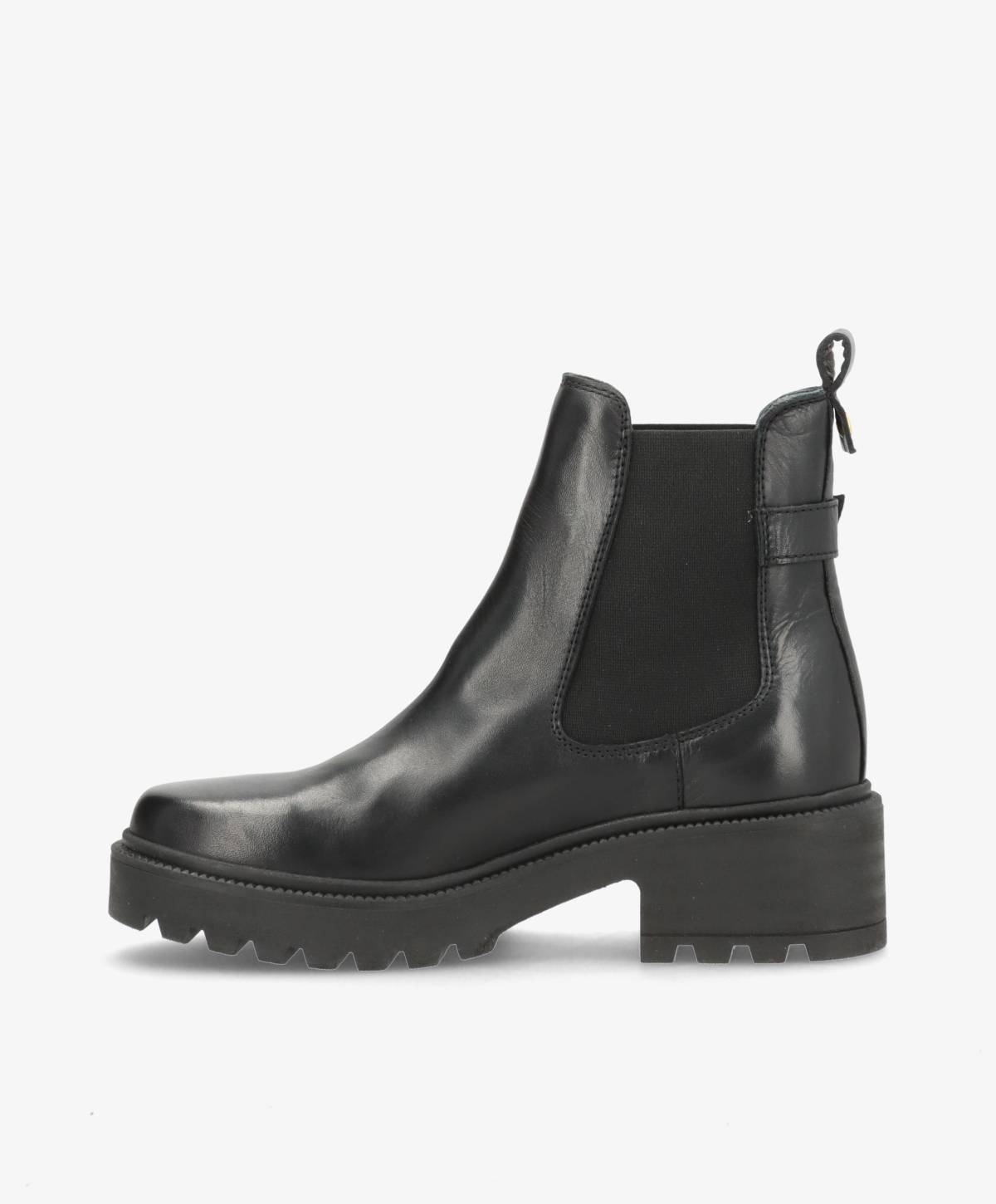 SARAH - Sort læder - Chelsea støvler Dame