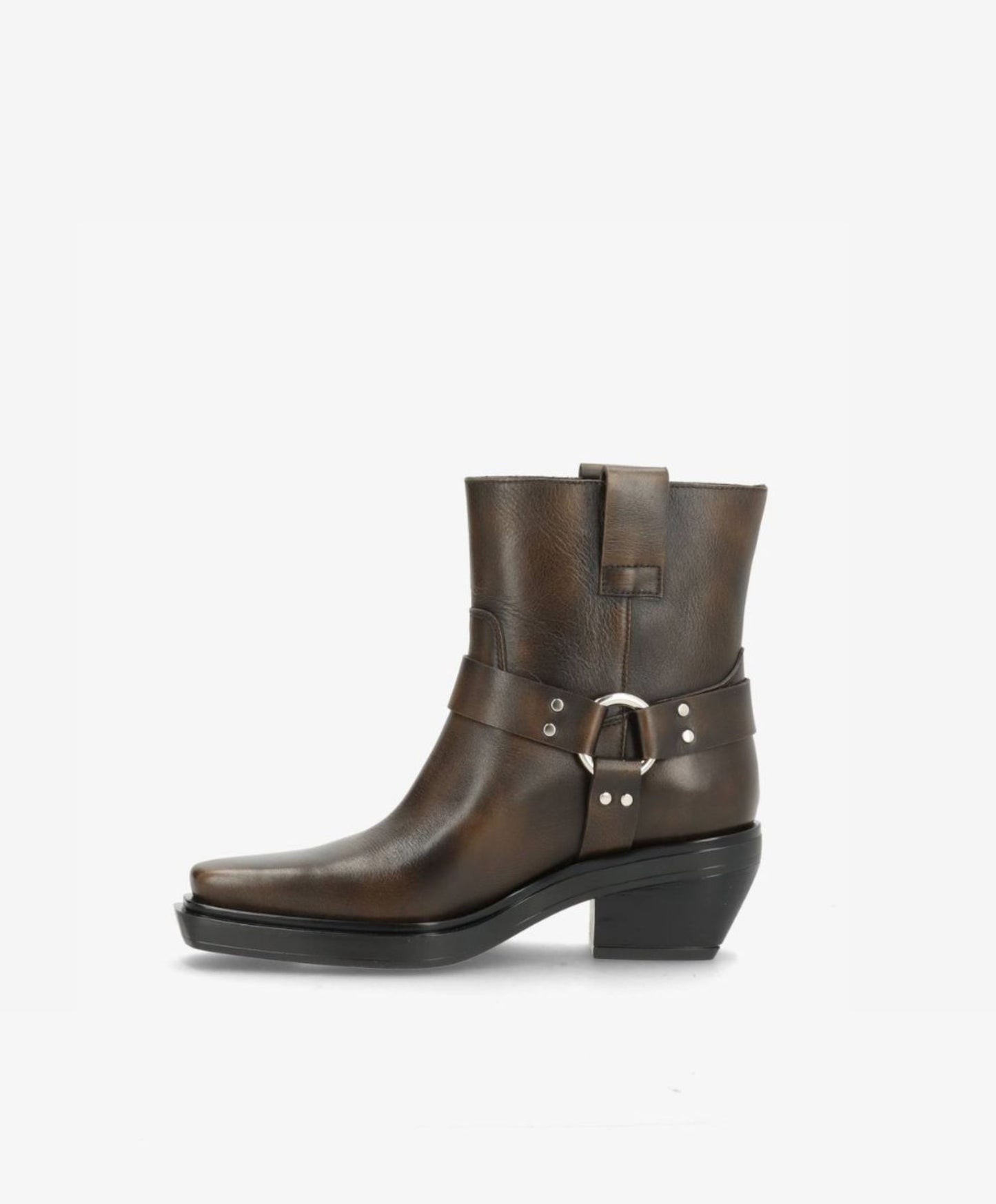 STORM - Dame Biker støvle med hæl - Mørkebrun læder