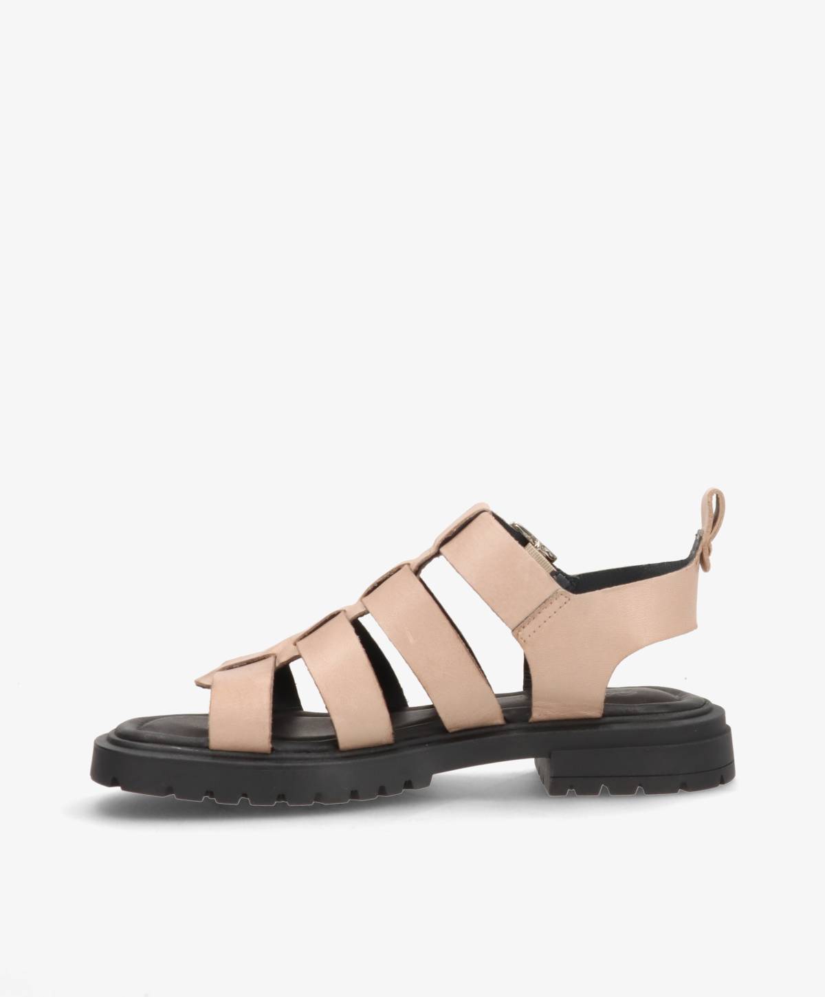 MAYA - Beige læder - Sandal med lav hæl Dame