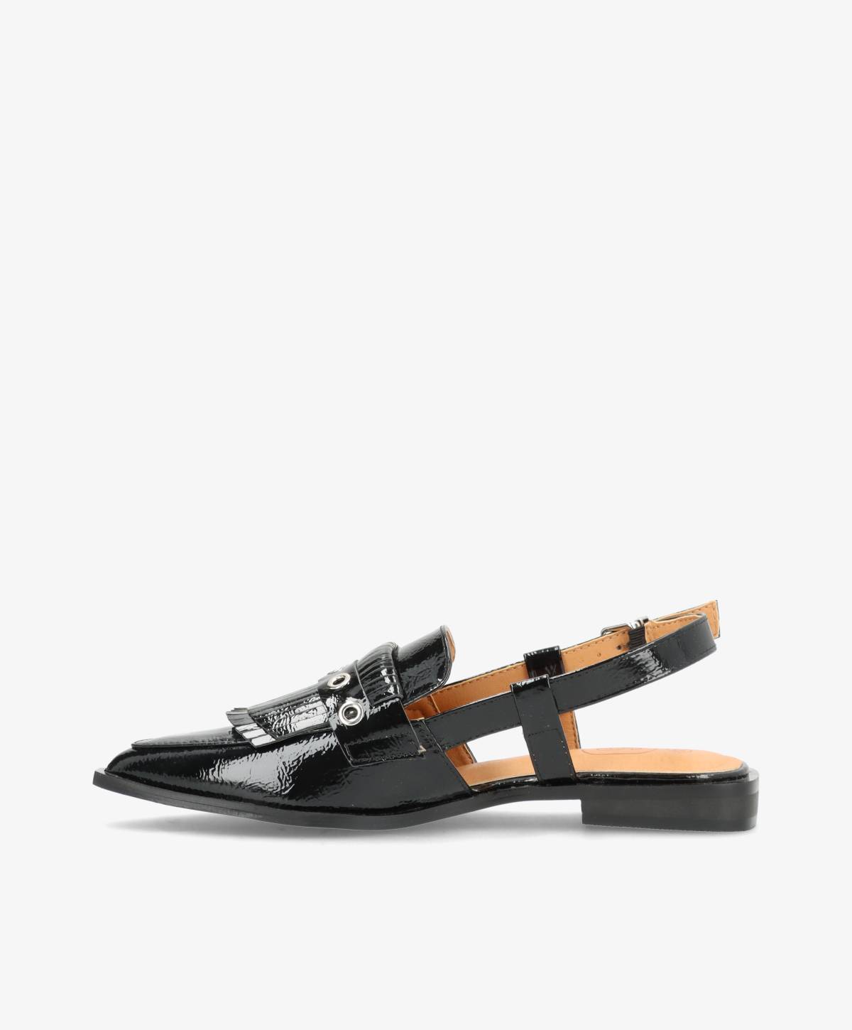 Shoecobay - Sort Vegan lak - Slingback sko - Dame