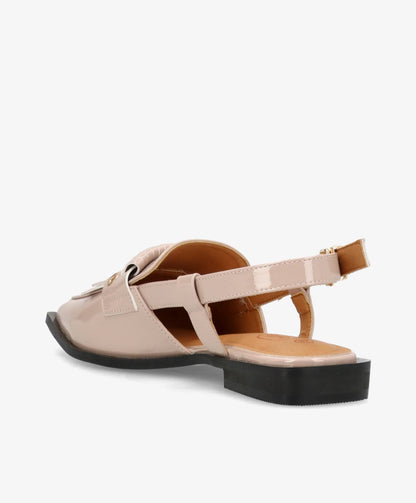 Shoecobay - Beige Vegan lak - Slingback sko Dame