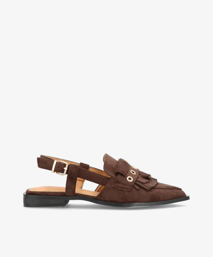 Shoecobay - Mørkebrun Vegan ruskind - Slingback sko - Dame