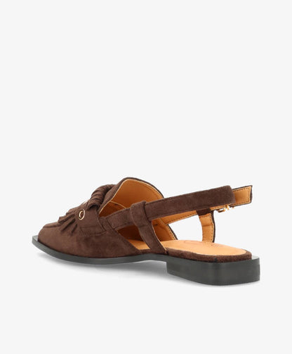 Shoecobay - Mørkebrun Vegan ruskind - Slingback sko - Dame