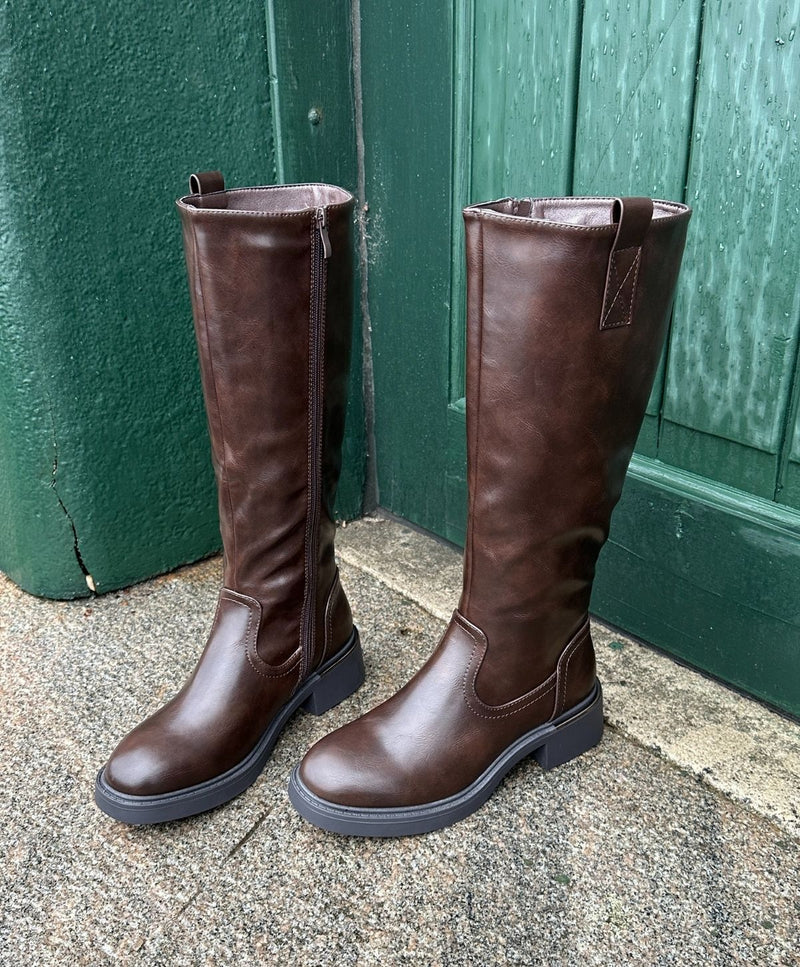 ELLE - 6351 - støvle lang - Brun