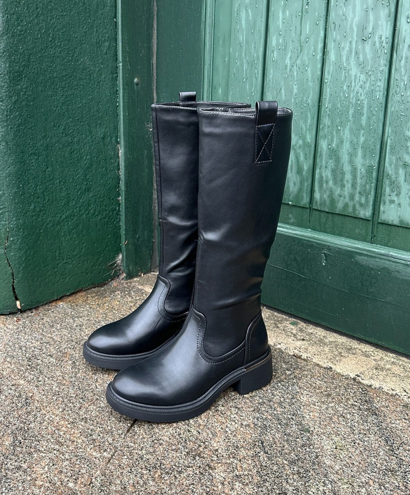 ELLE - 6351 - støvle lang - Sort