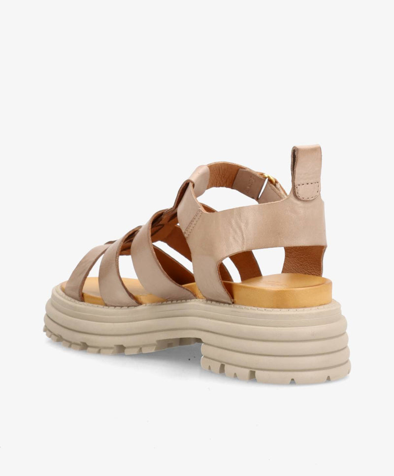 GABBY - Beige Læder  - Sandal Dame