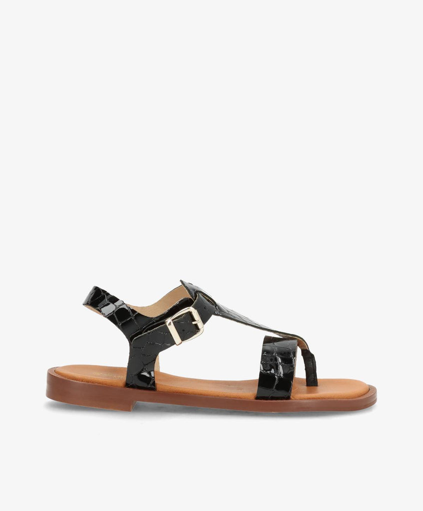 Sandaler fra Shoedesign Copenhagen i præget skind med lak shine.