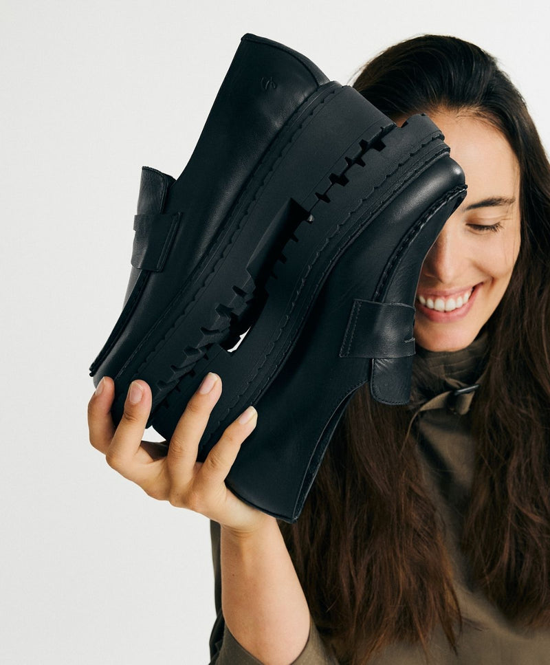 LIEKE - Sort Læder - Loafers - Dame