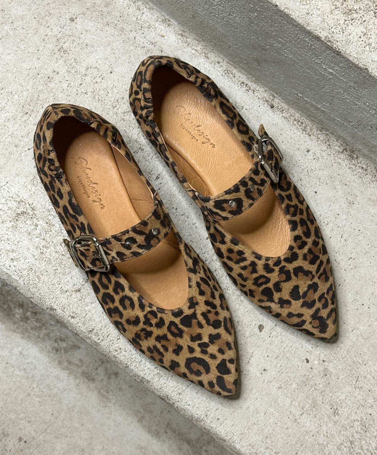 JULES S - Leopard ruskind - Ballerina med rem