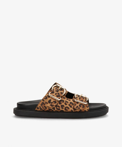 CLEO S - Leopard ruskind - Flade sandaler Dame