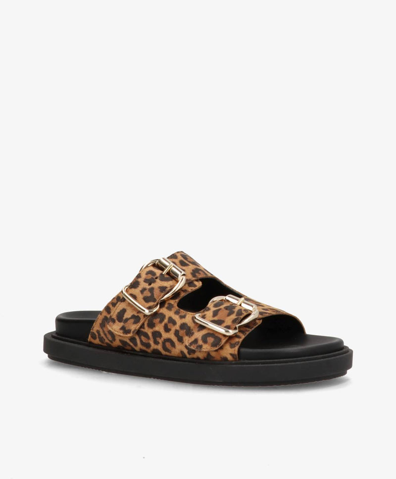 CLEO S - Leopard ruskind - Flade sandaler Dame