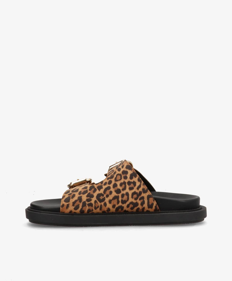 CLEO S - Leopard ruskind - Flade sandaler Dame