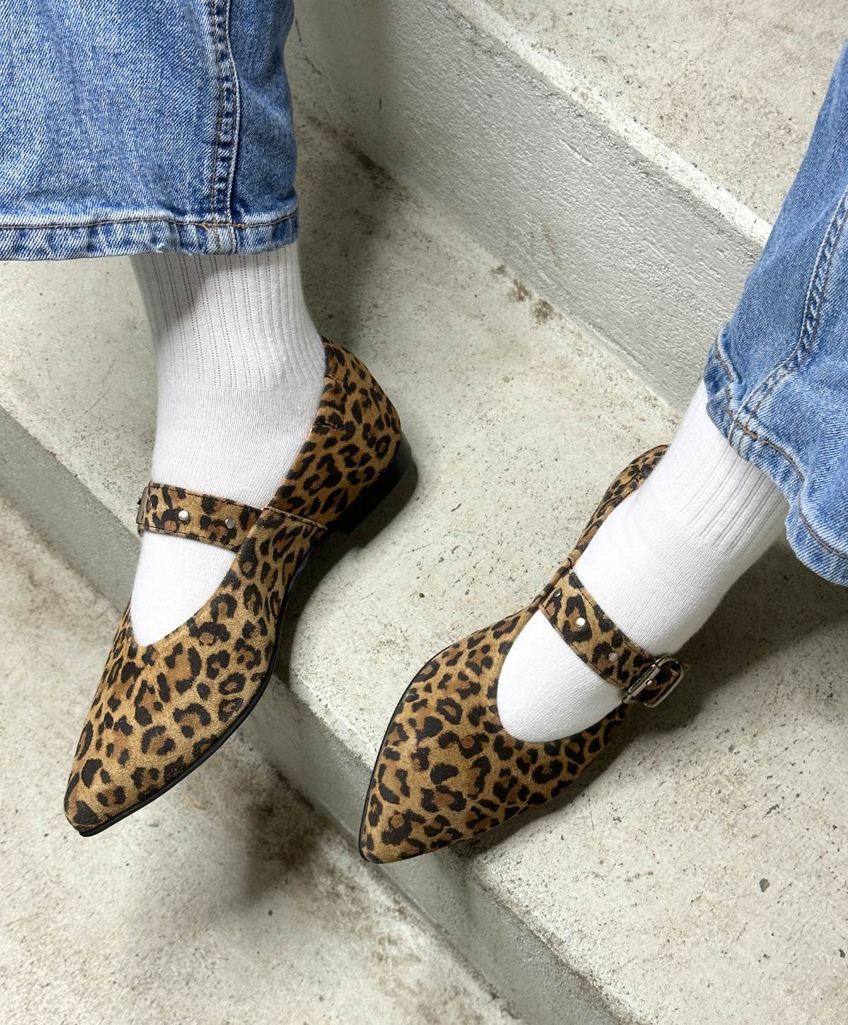 JULES S - Leopard ruskind - Ballerina med rem