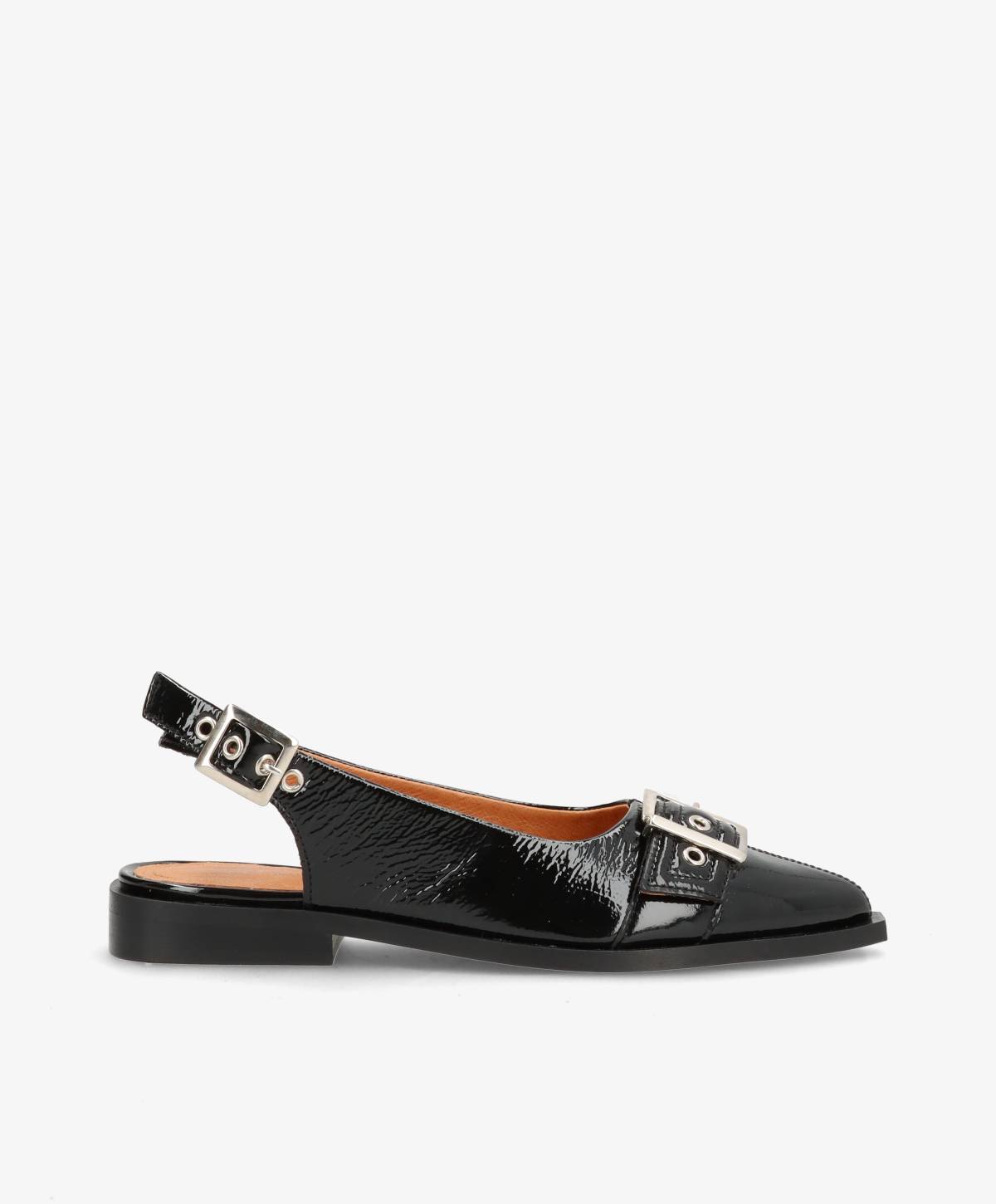 WANT - Slingback - Sort lak læder