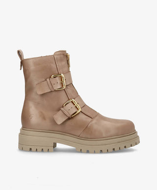 PARKER - Beige læder - Støvler med lynlås