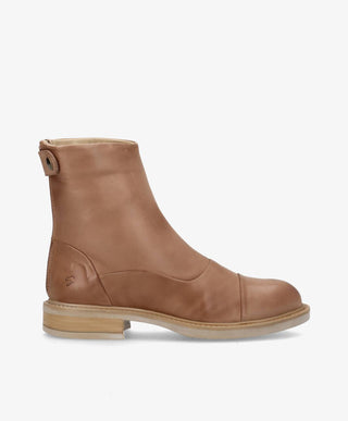 DAHLIA - Beige-Beg blødt læder - Ankelstøvler