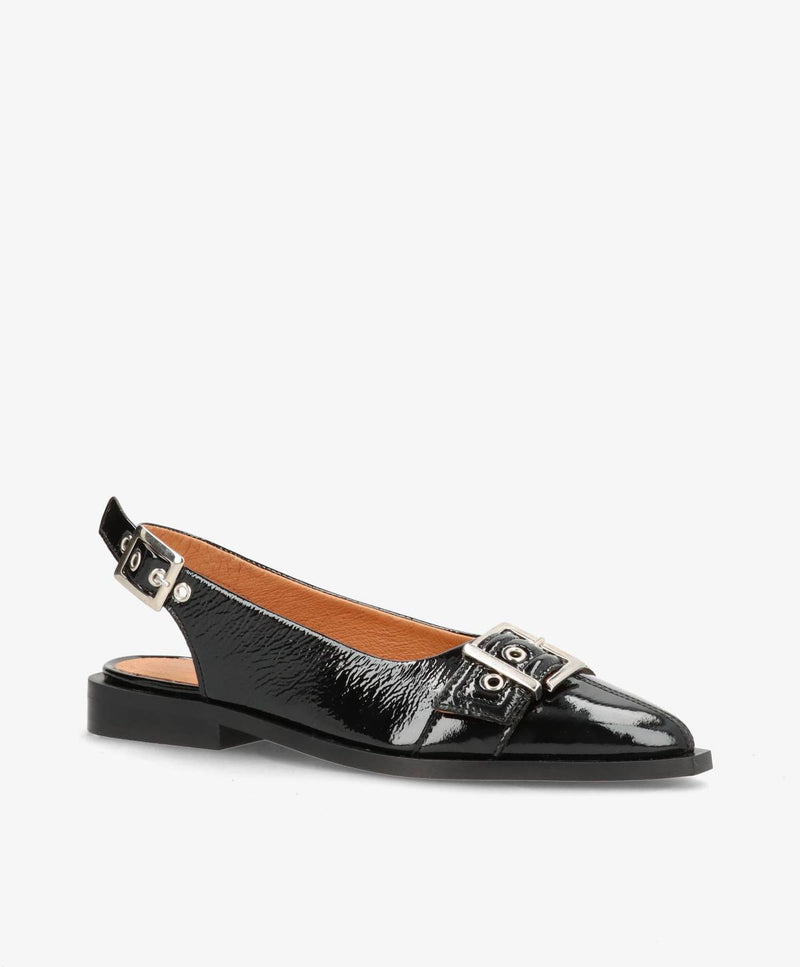 WANT - Slingback - Sort lak læder