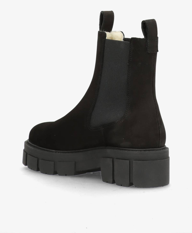 VALERIA N warm - Sort nubuck læder - Chelsea støvler