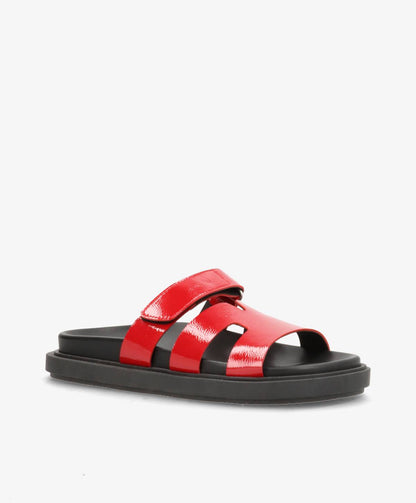 ECHO P - Rød lak læder - Flade sandaler Dame