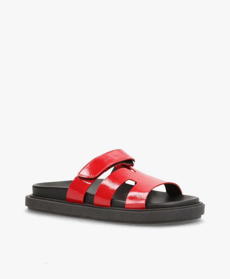 ECHO P - Rød lak læder - Flade sandaler Dame