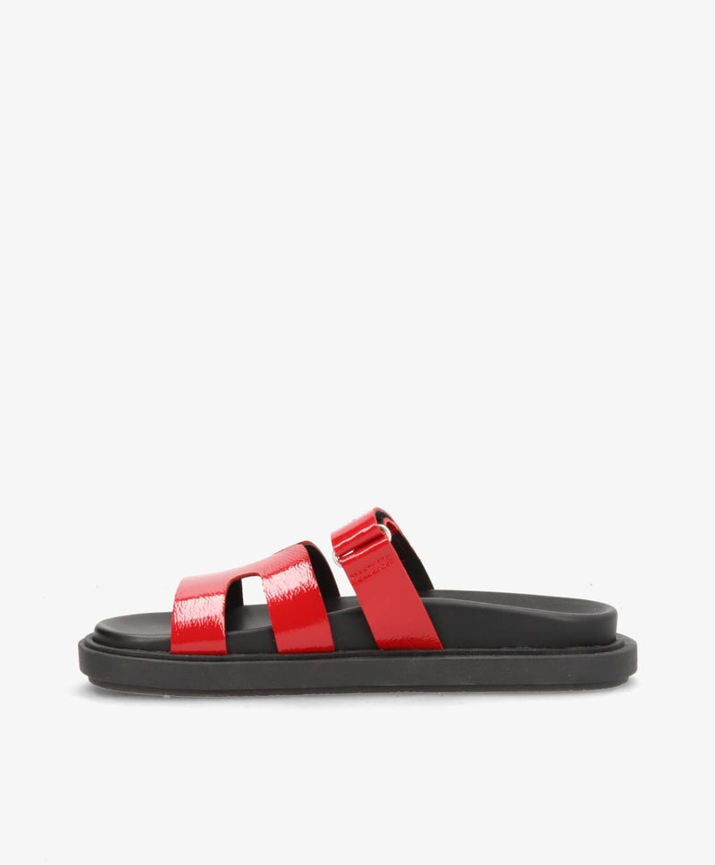 ECHO P - Rød lak læder - Flade sandaler Dame