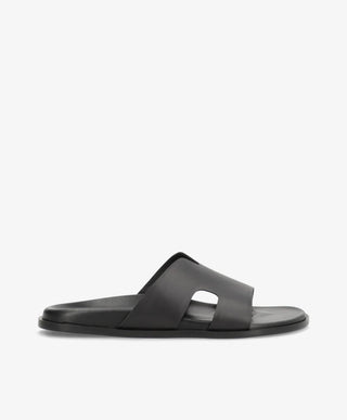 RAE - Sort læder - Flade sandaler Dame