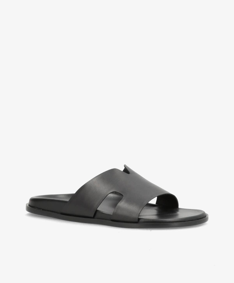 RAE - Sort læder - Flade sandaler Dame