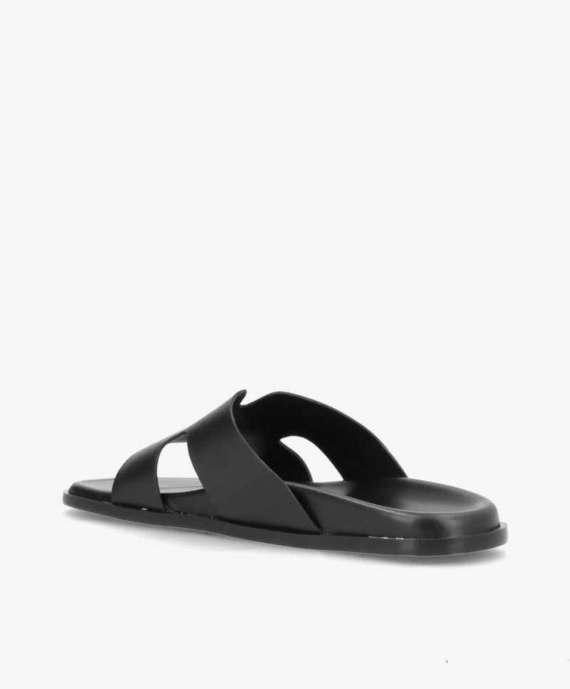 RAE - Sort læder - Flade sandaler Dame