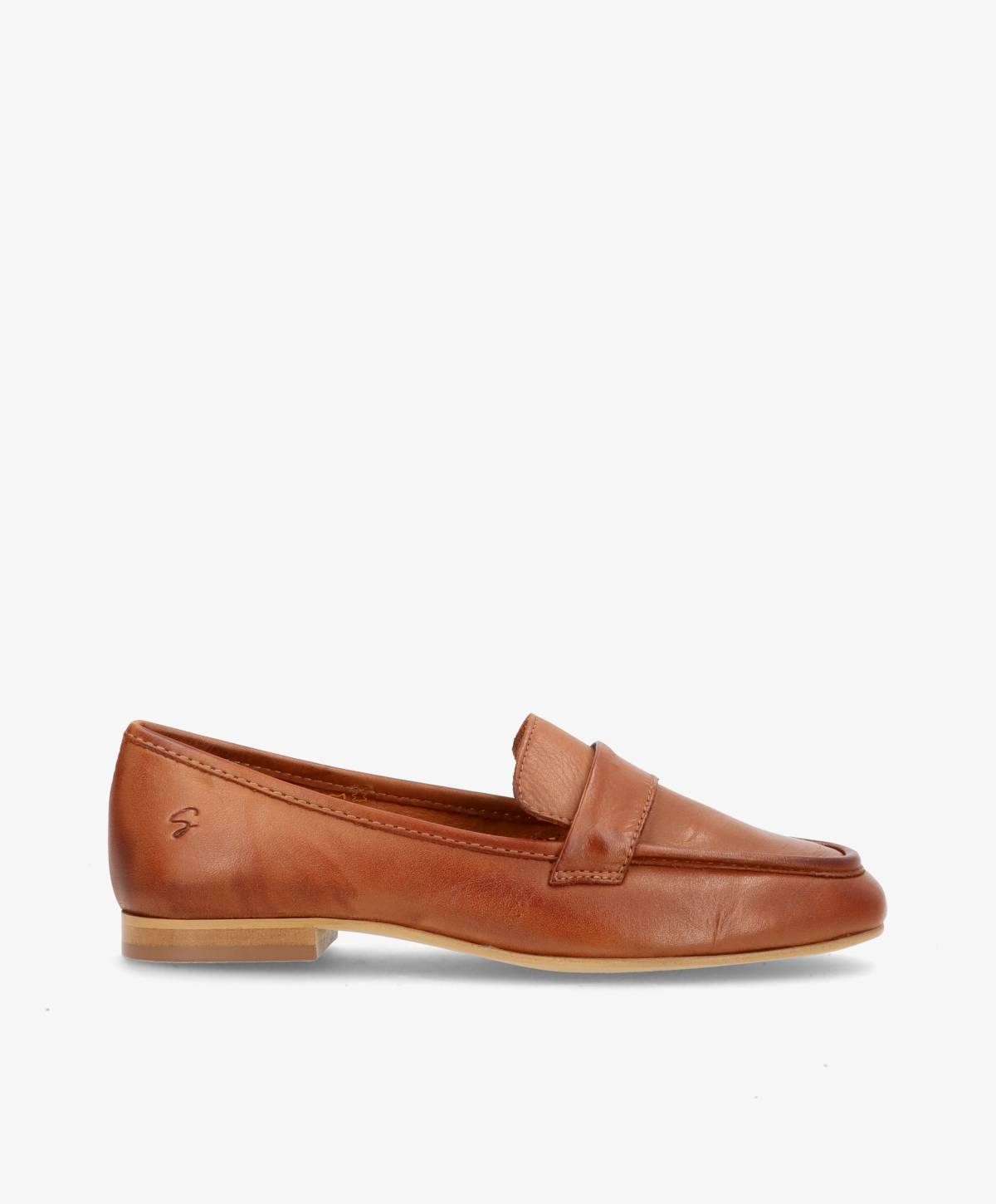 Skindloafers fra Shoedesign Copenhagen i cognacfarve.