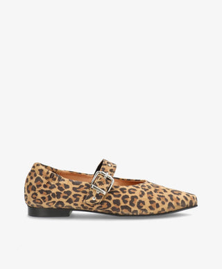 JULES S - Leopard ruskind - Ballerina med rem