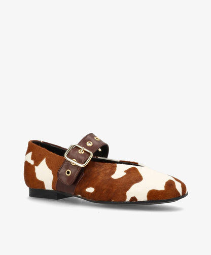 MORE Ha - Cow brun pony hair læder - Ballerina med rem Dame