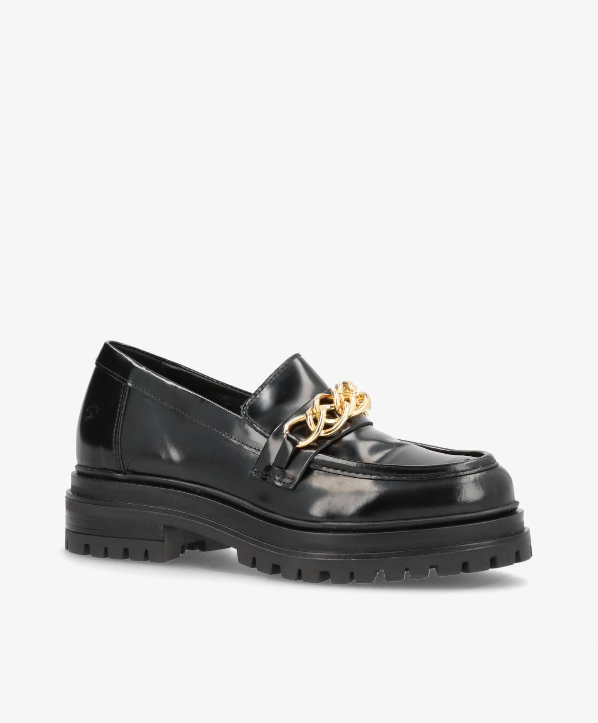 LISTING P - Sort læder lak - Loafer dame