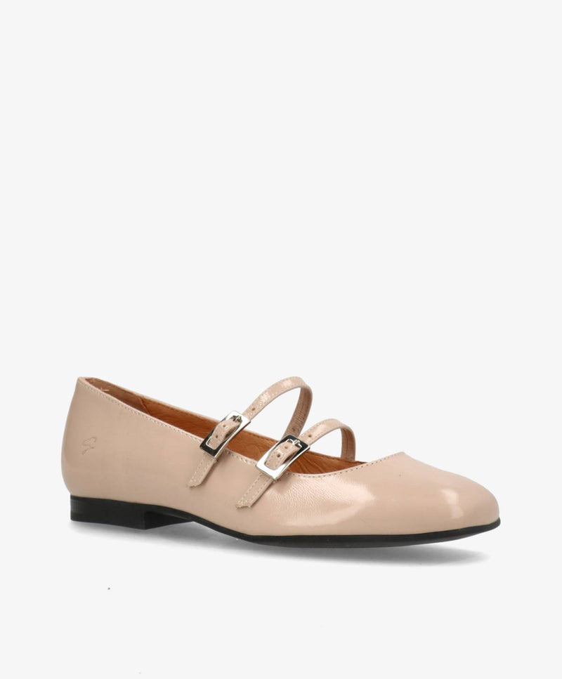 ALICIA P - Beige lak læder - Ballerina med rem