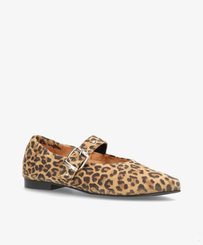 JULES S - Leopard ruskind - Ballerina med rem