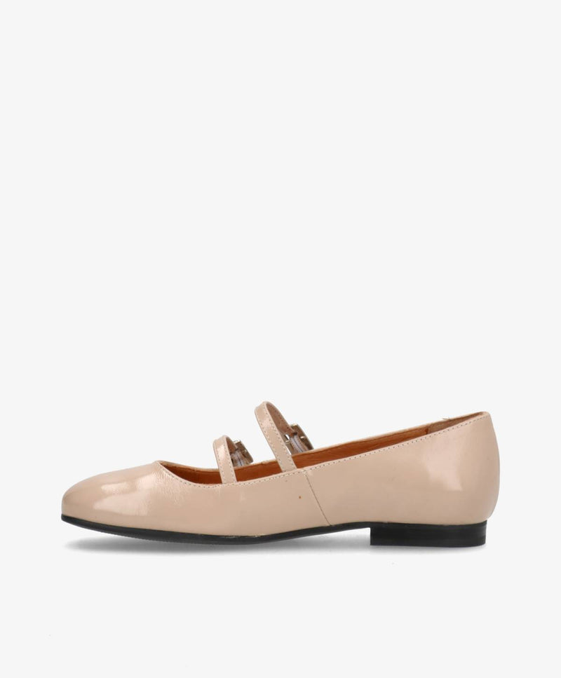 ALICIA P - Beige lak læder - Ballerina med rem
