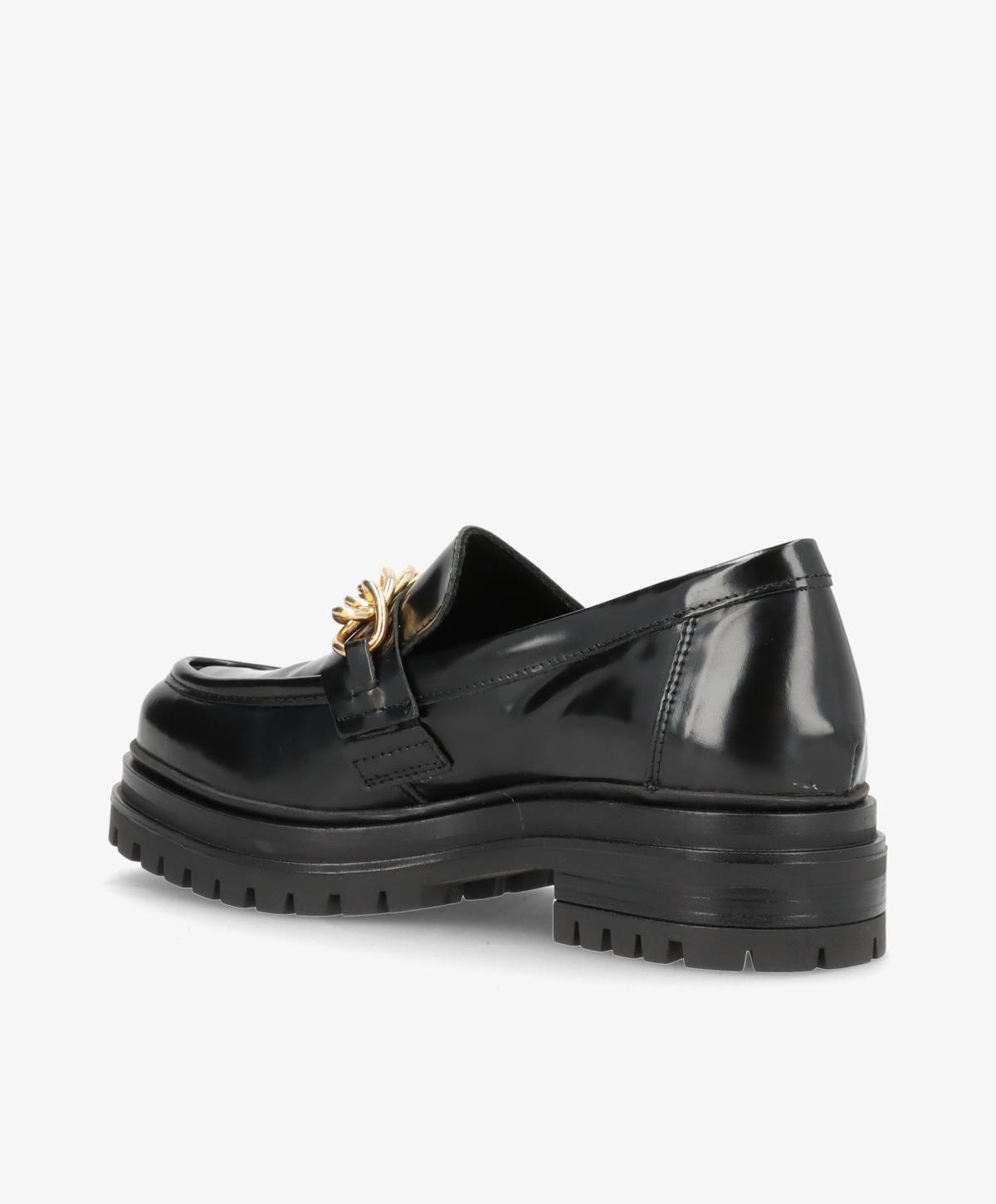 LISTING P - Sort læder lak - Loafer dame