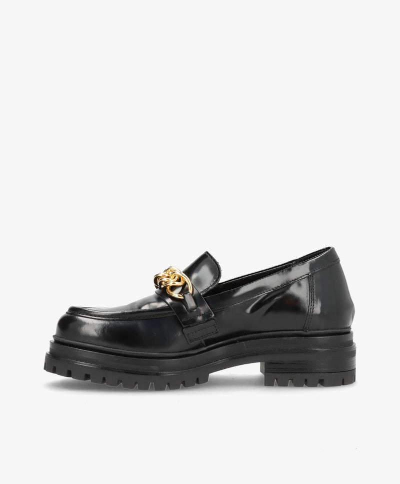 LISTING P - Sort læder lak - Loafer dame