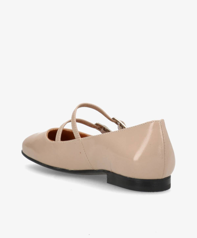 ALICIA P - Beige lak læder - Ballerina med rem