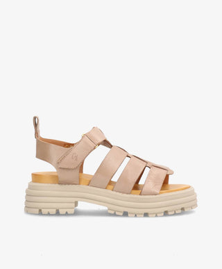 GABBY - Beige Læder  - Sandal Dame