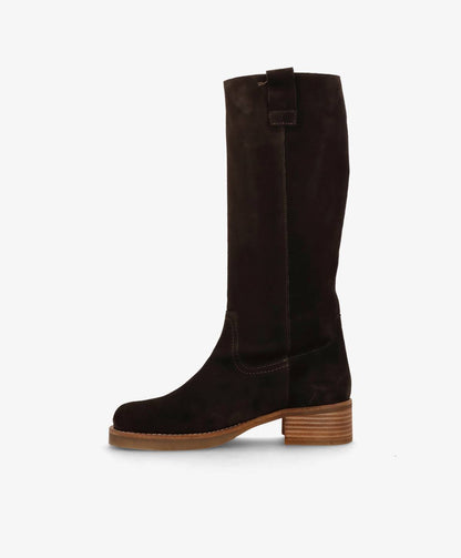 CAMERON LONG S - Mørkebrun ruskind - Lang støvle Dame